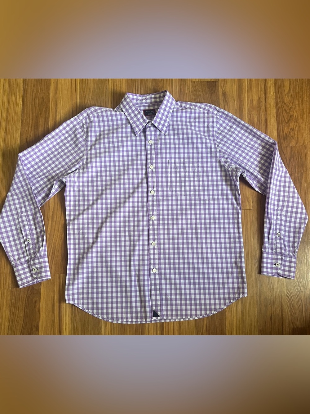 UNTUCKit Men's Purple
Gingham Plaid  Button Down Shirt Size L